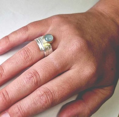 Handarbeitsring mit Aquamarin